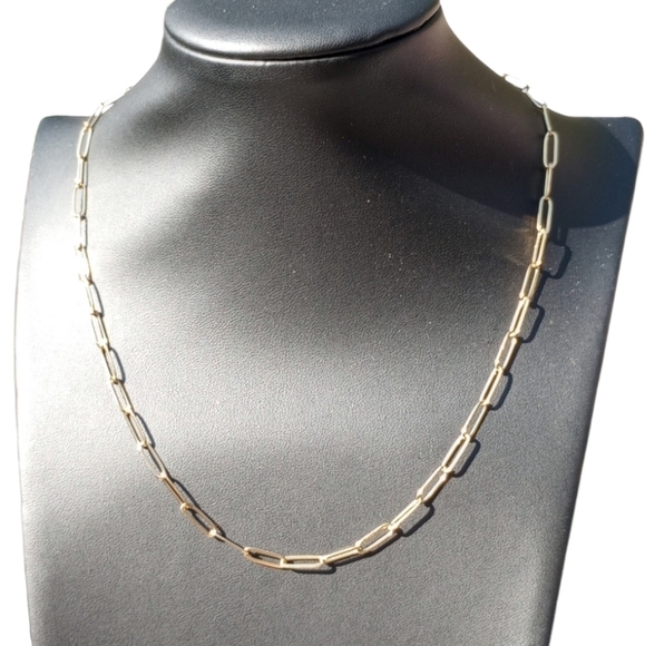18k Gold paperclip style gold chain Plated can bundle with other chains last pic - Picture 3 of 5